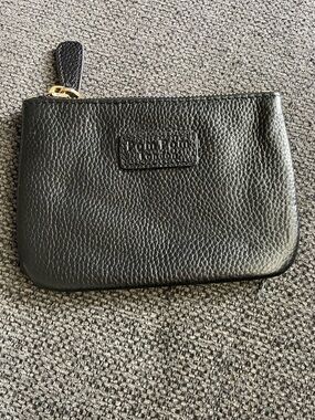 Pom Pom London Pebbled Leather Zip Pouch Luxe Everyday Organizer Black